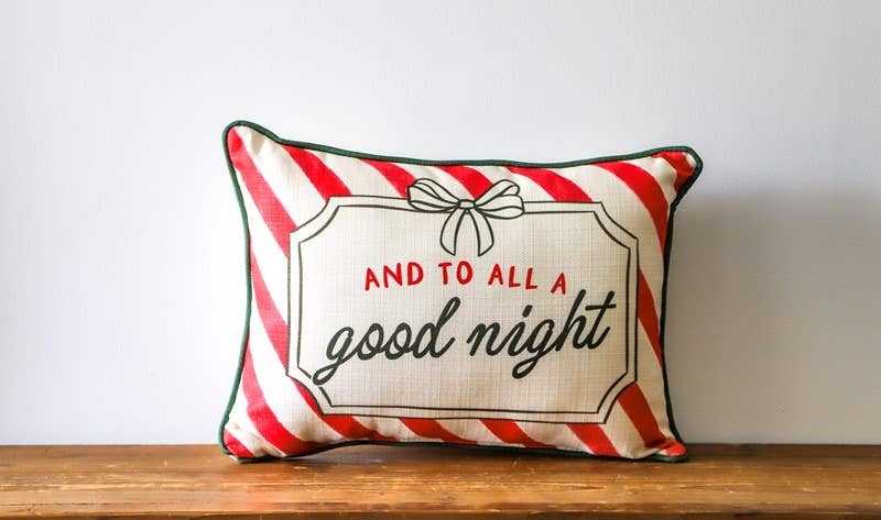 To All a Good Night Bow Piped Pillow