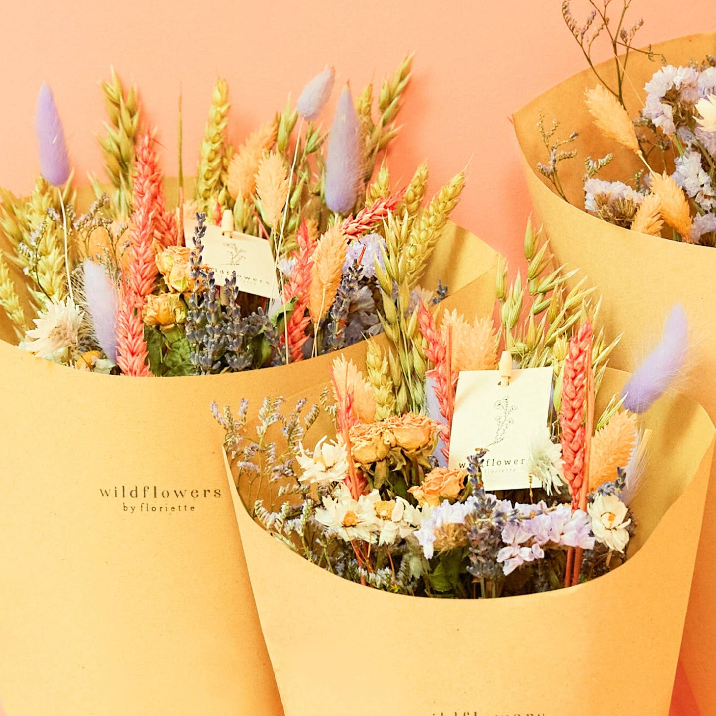 Dried Flowers - Field Bouquet Lavender Peach: Medium