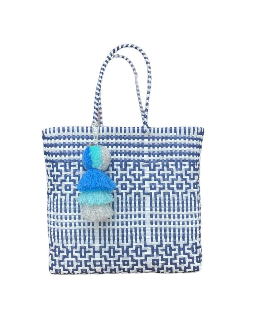 Preppy Tile Navy / White Citron Tote: Large