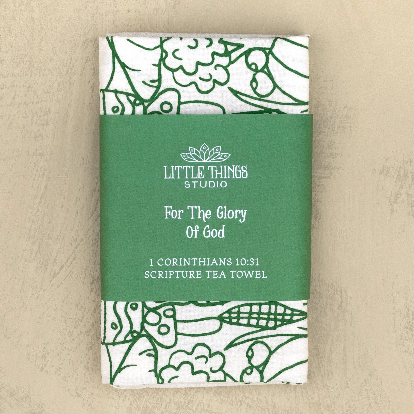 For the Glory of God Scripture Tea Towel