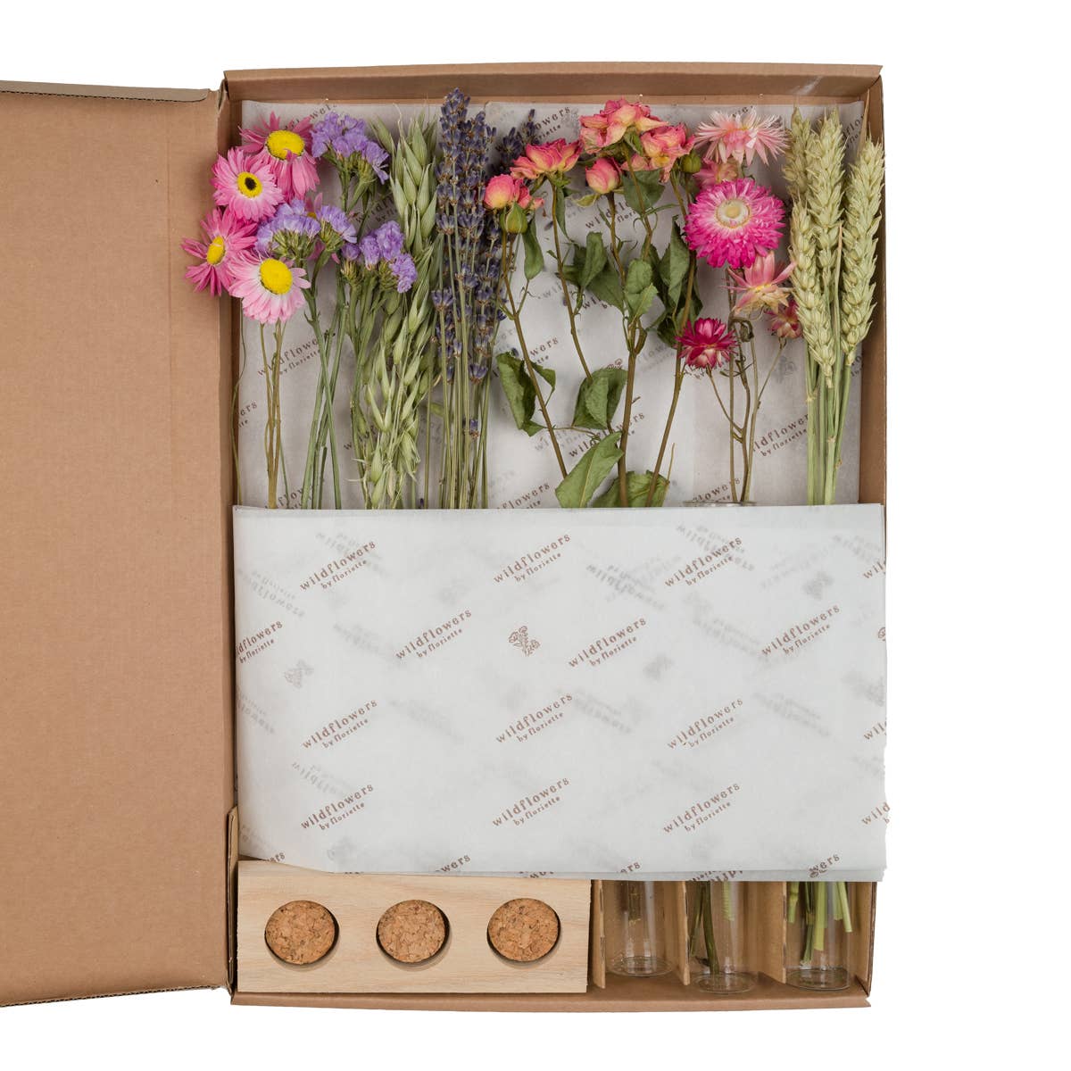 Dried Flowers in Letterbox (Giftbox) - With Vases - Pink