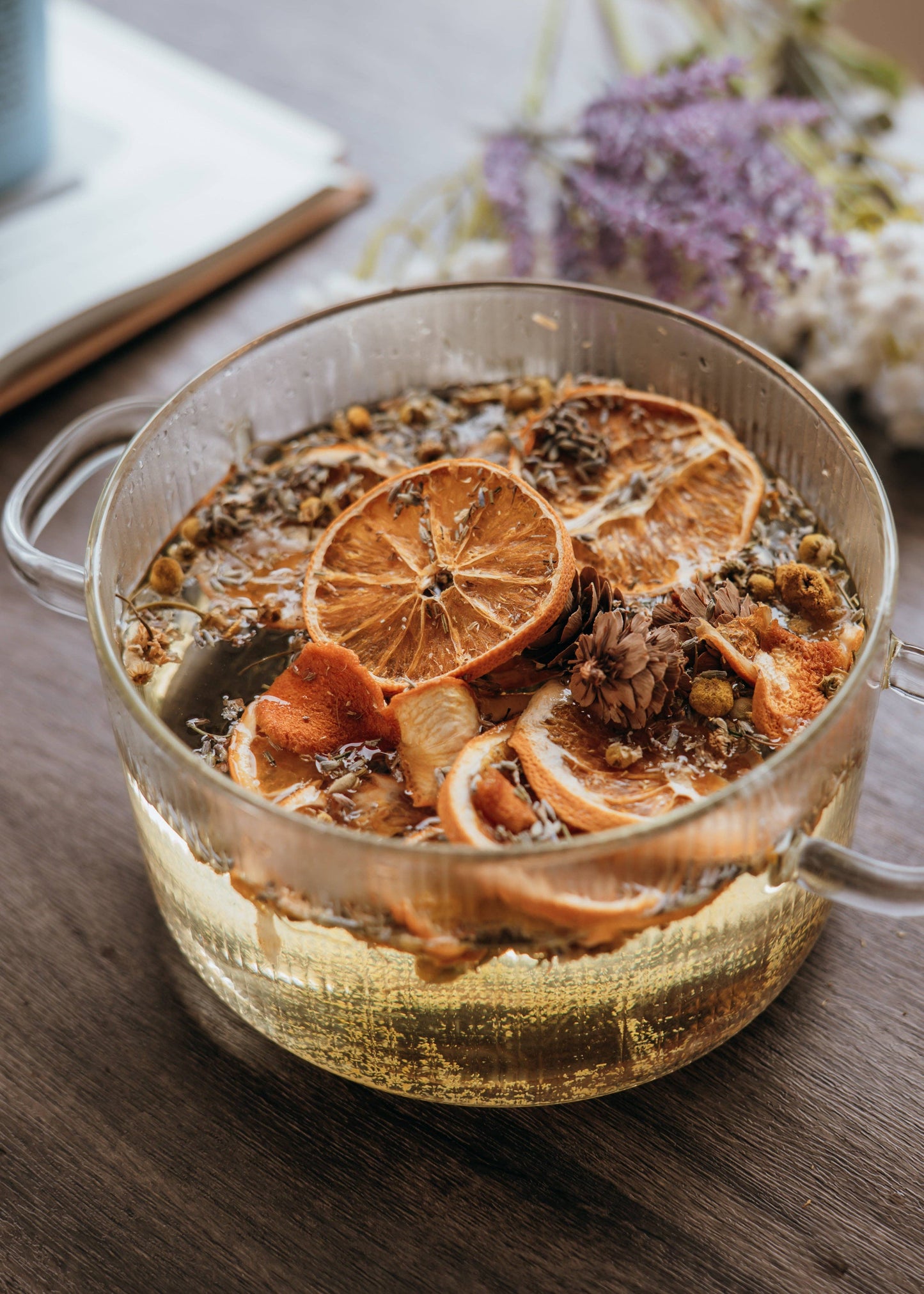 Wood & Glass Simmer Pot | Stovetop Potpourri