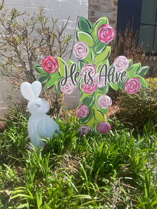 He is Alive Cross Yard Stake