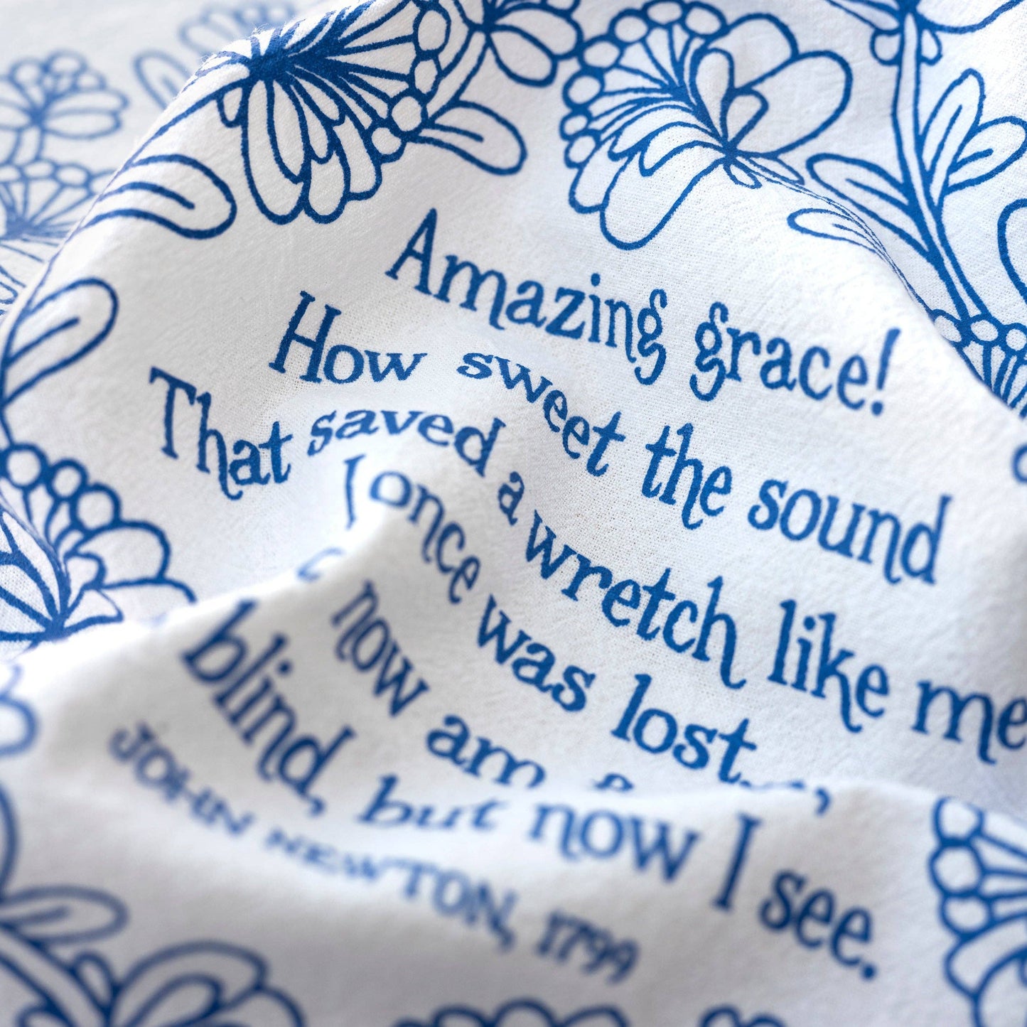 Amazing Grace Hymn Tea Towel - Blue