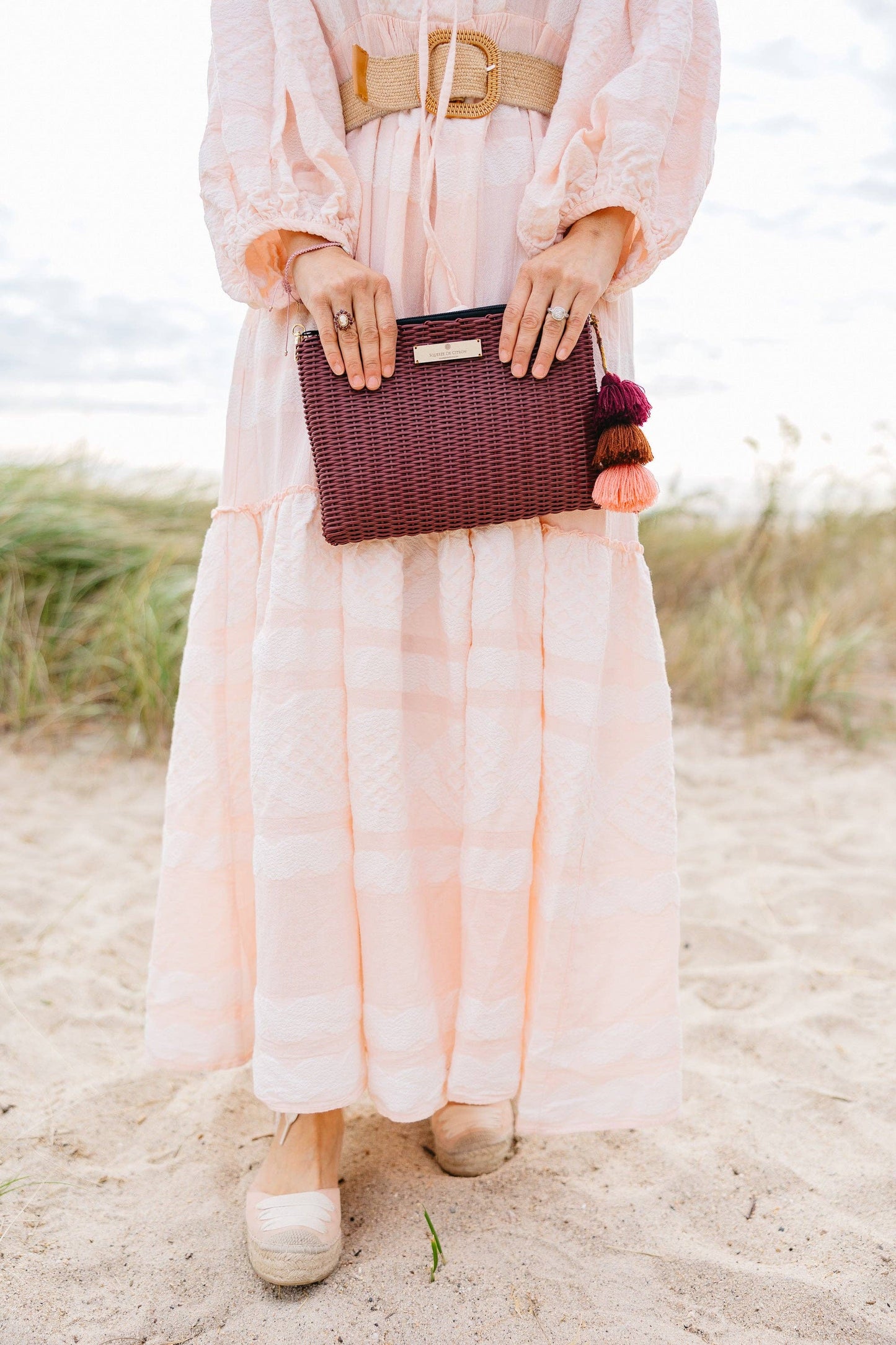 Clutch Large Burgundy Lemon Drop Citron