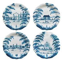 Set of 4 Country Estate Delft Blue Party Garden Scenes