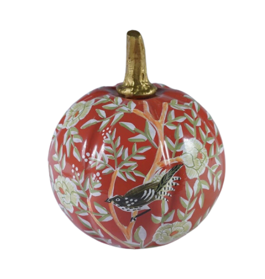 Rusty Red Chinoiserie Pumpkin: Small