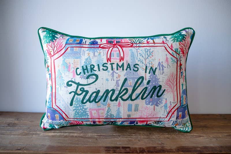 Christmas in Village Piped Pillow