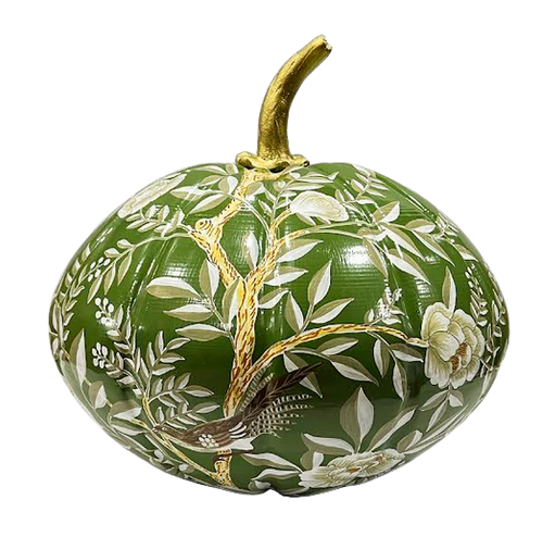 Moss Green Chinoiserie Pumpkin: Medium