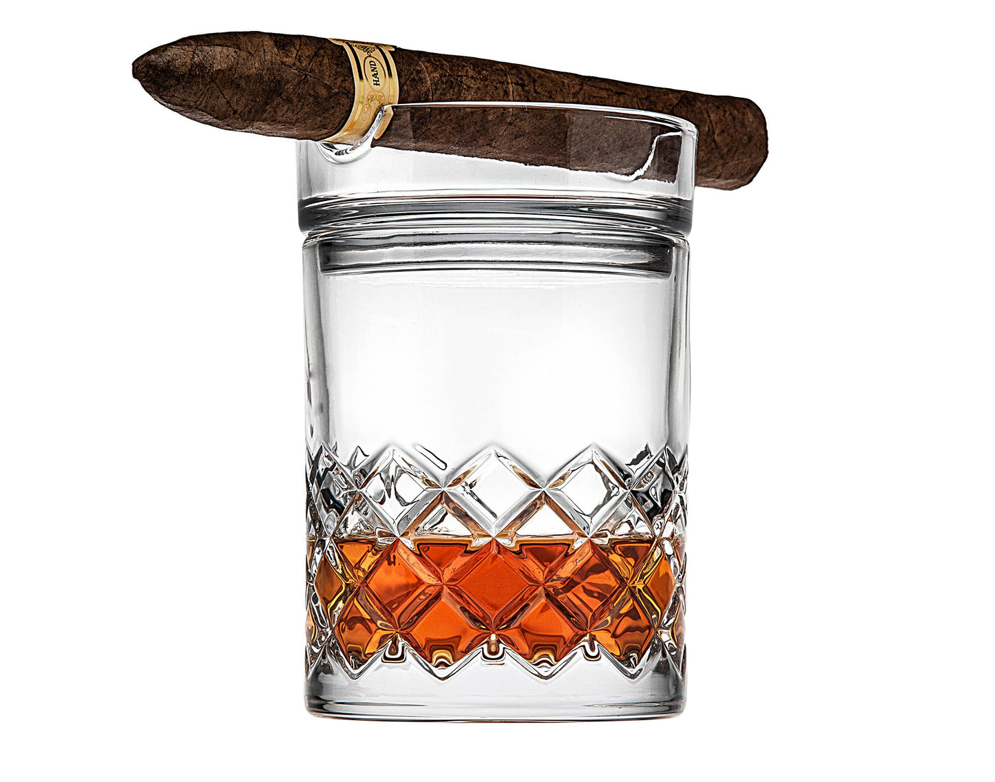 Double Old Fashion Glass with Cigar Holder