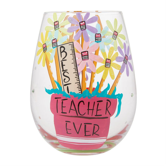 Best Teacher Ever Stemless Wine Glass - Lolita