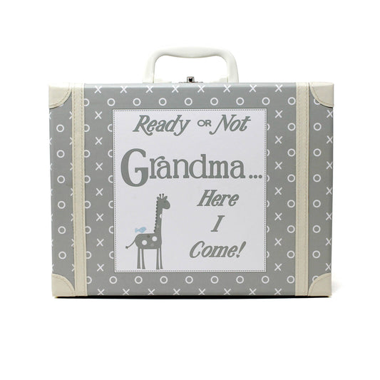 Going To Grandma's XO Suitcase Gray With Swaddle