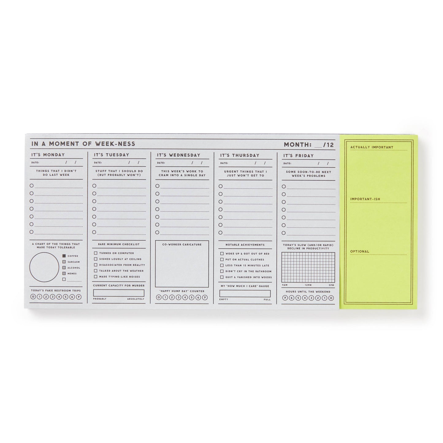 Brass Monkey In a Moment of Weekness Weekly Planner Pad