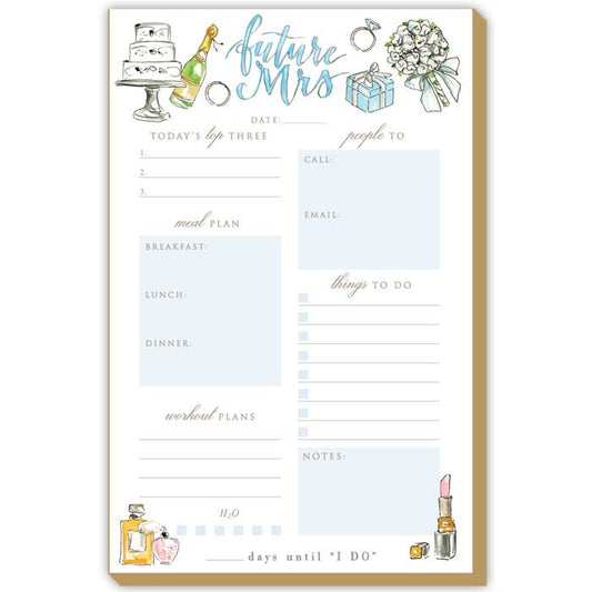 Handpainted Future Mrs with Bridal Icons Luxe Large Notepad