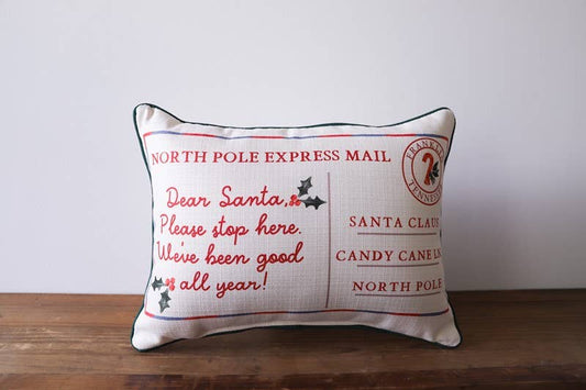 North Pole Express Mail Piped Pillow