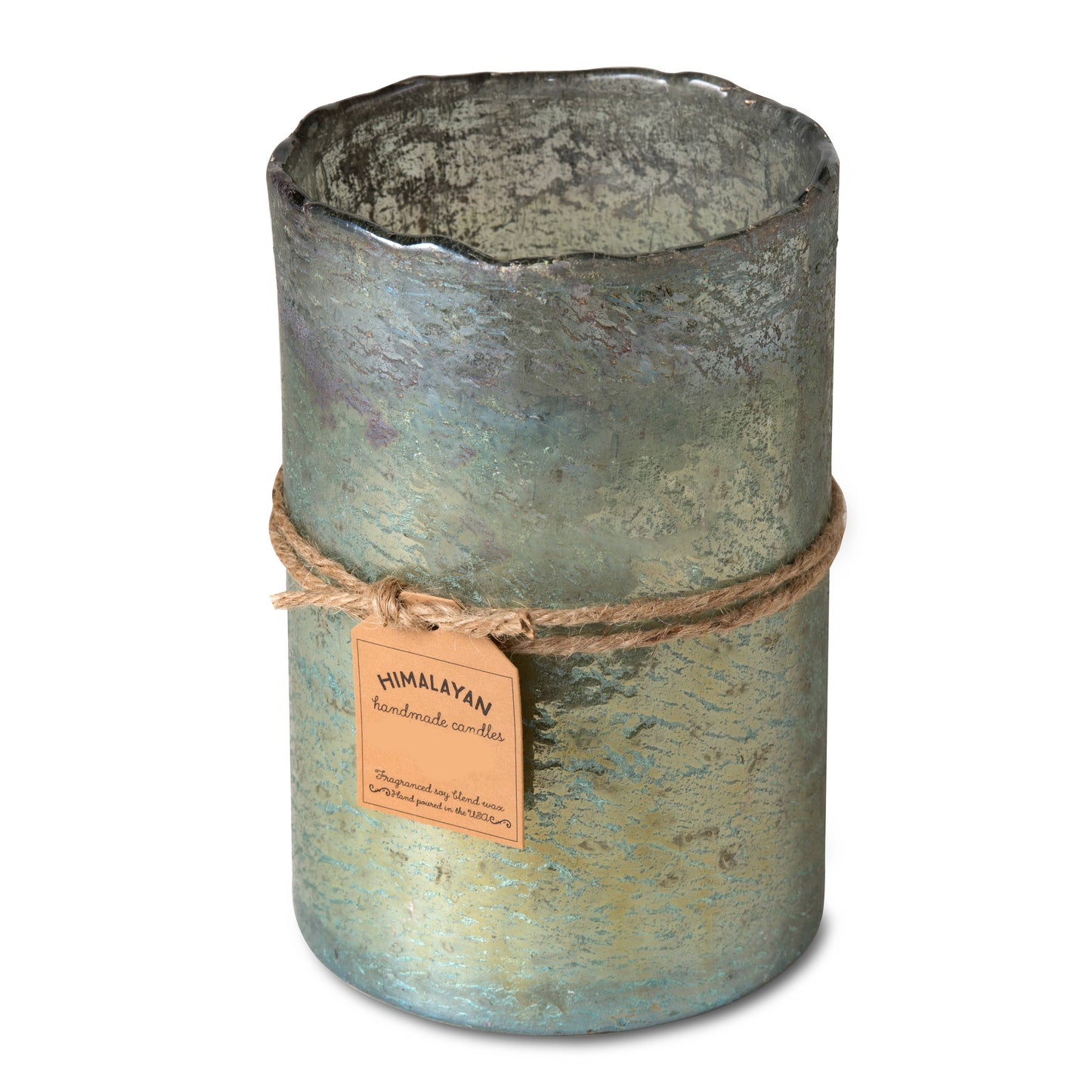 Himalayan Handmade Candles Artisan Blown Glass Hurricane: Matte Gold / Bourbon Vanilla / 32 oz