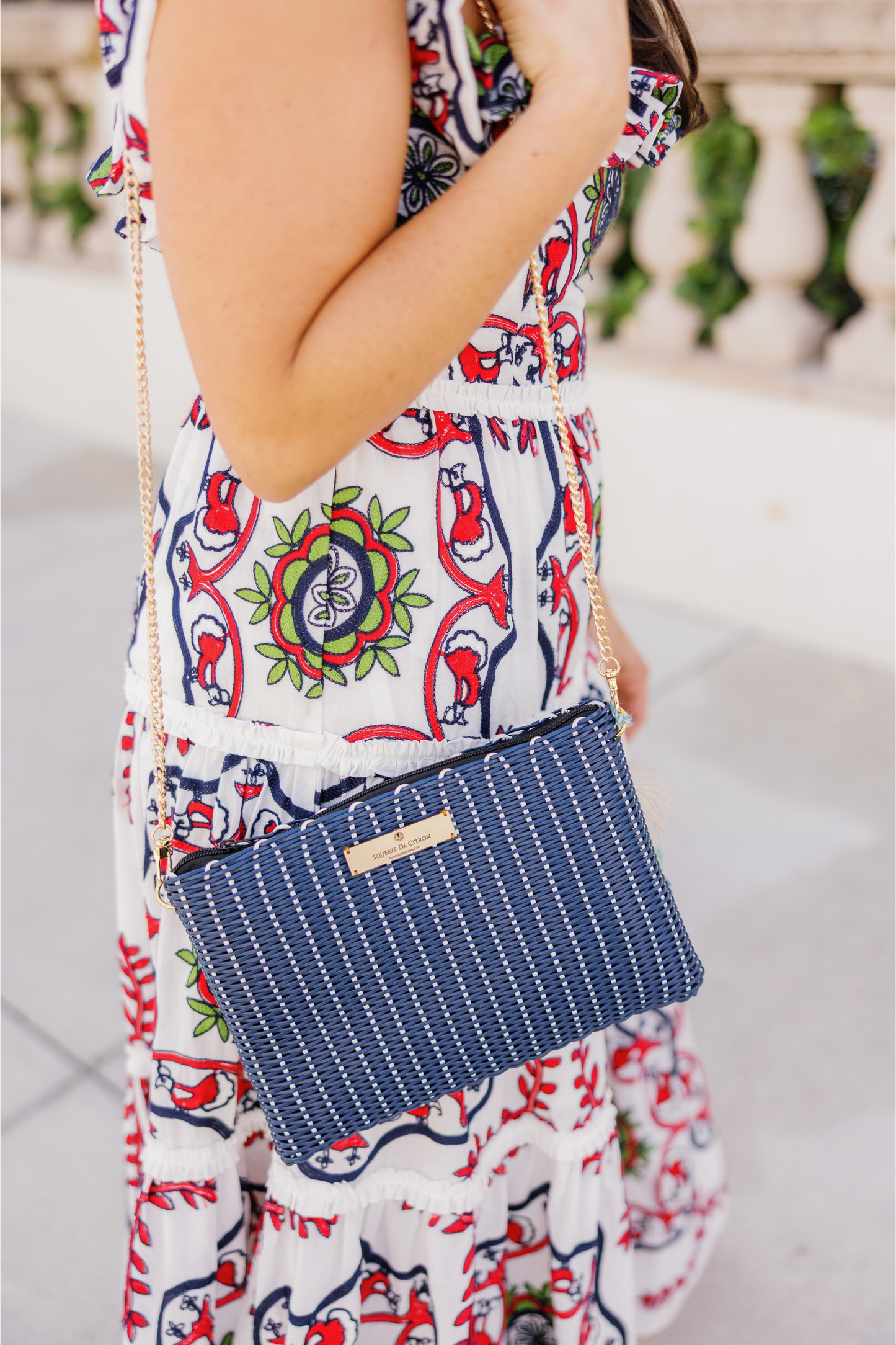 Clutch Large Navy/White Lemon Drop