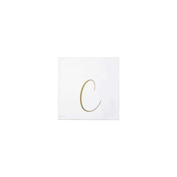 Papersoft Monogrammed Gold Cocktail Napkins