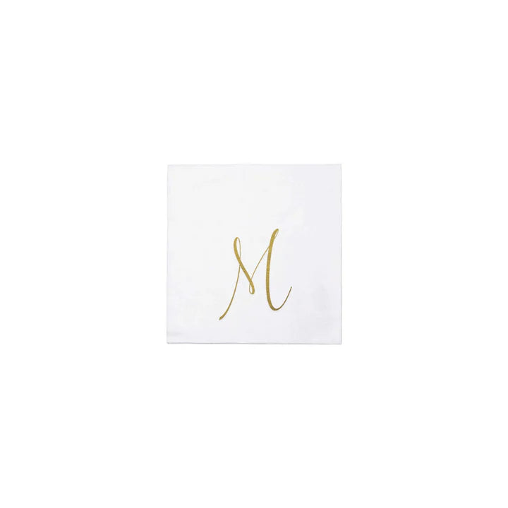 Papersoft Monogrammed Gold Cocktail Napkins