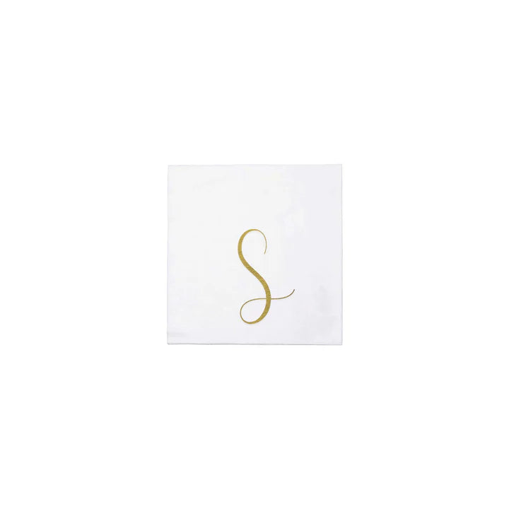 Papersoft Monogrammed Gold Cocktail Napkins
