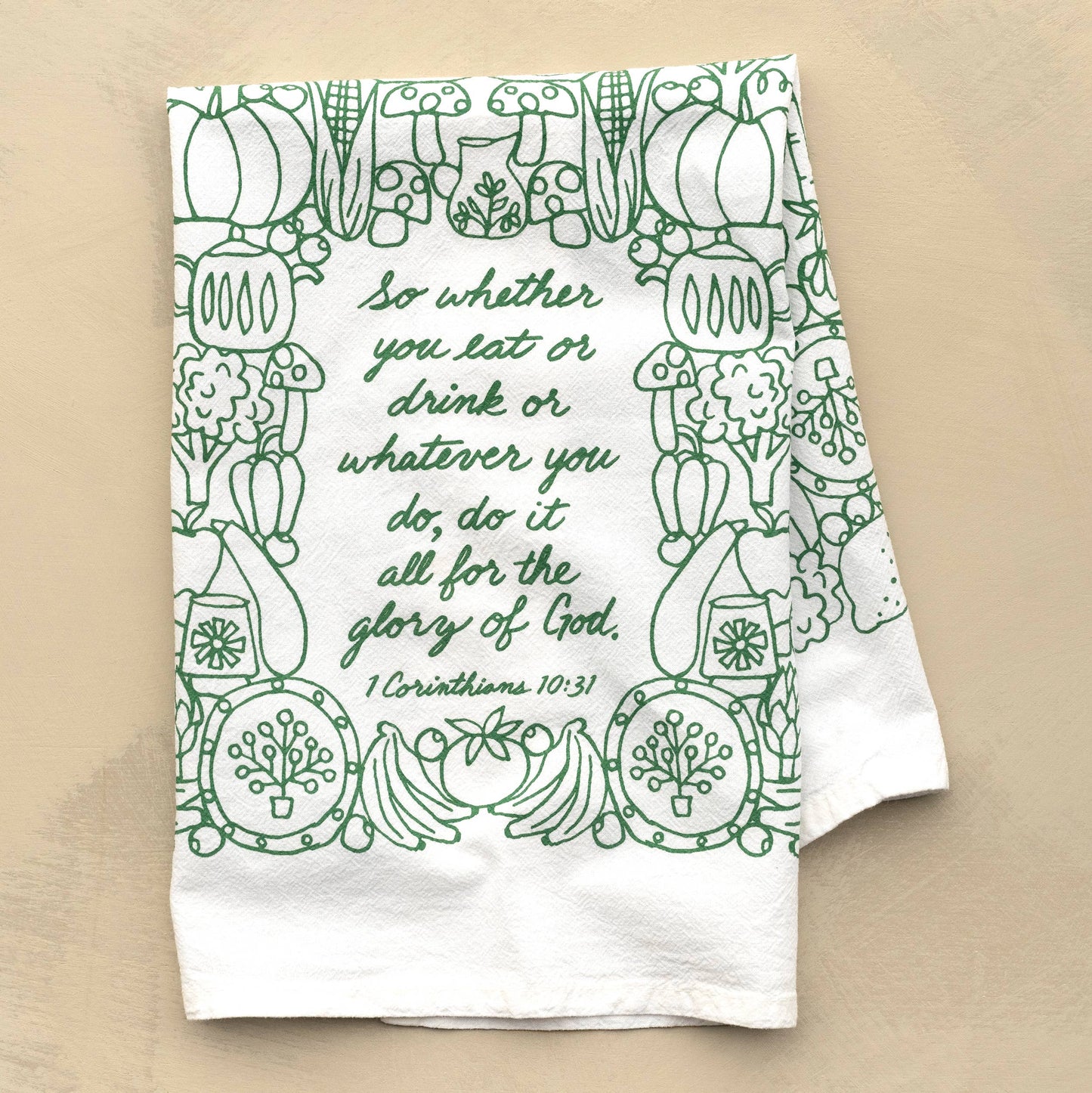 For the Glory of God Scripture Tea Towel
