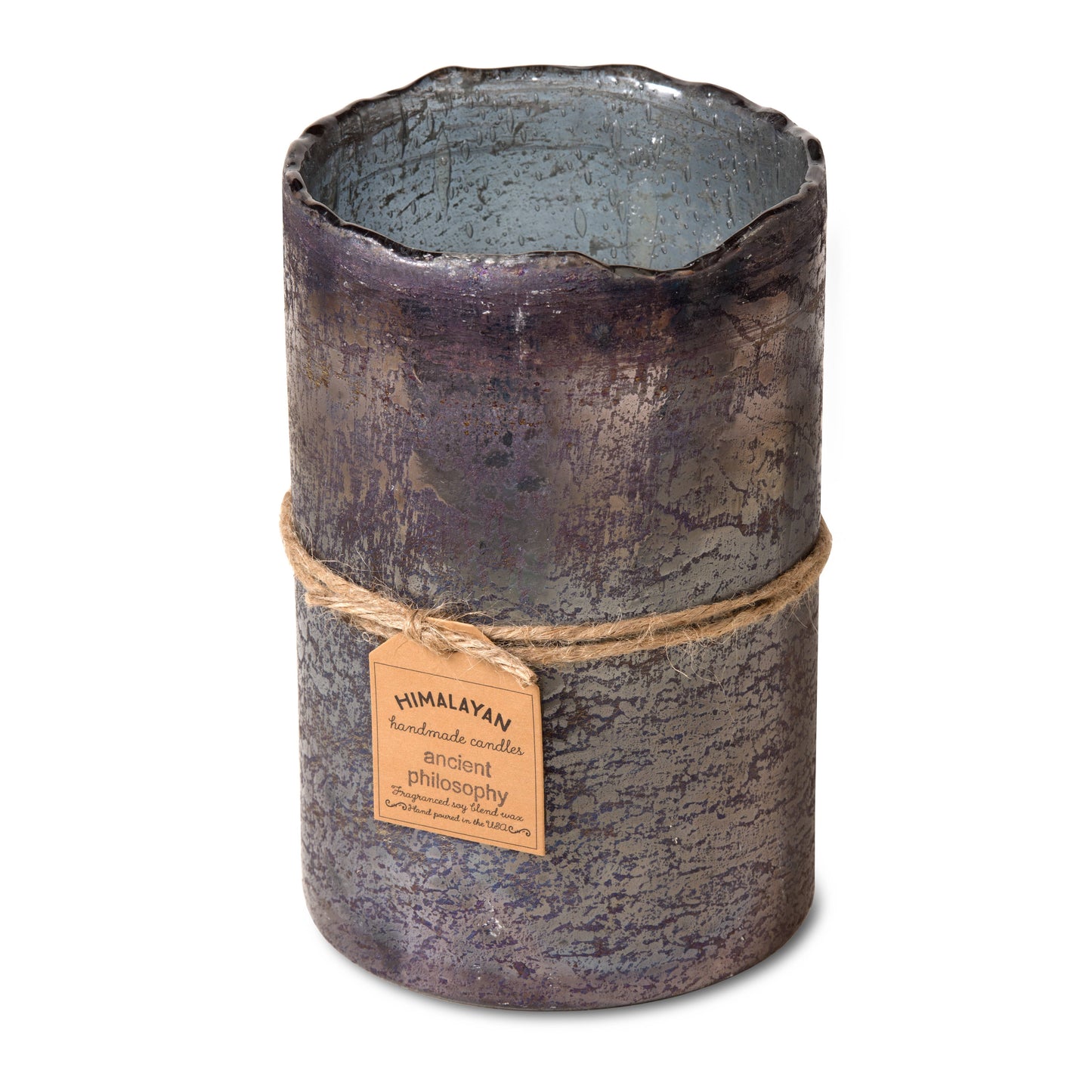 Himalayan Handmade Candles Artisan Blown Glass Hurricane: Clear / Tobacco Bark / 32 oz