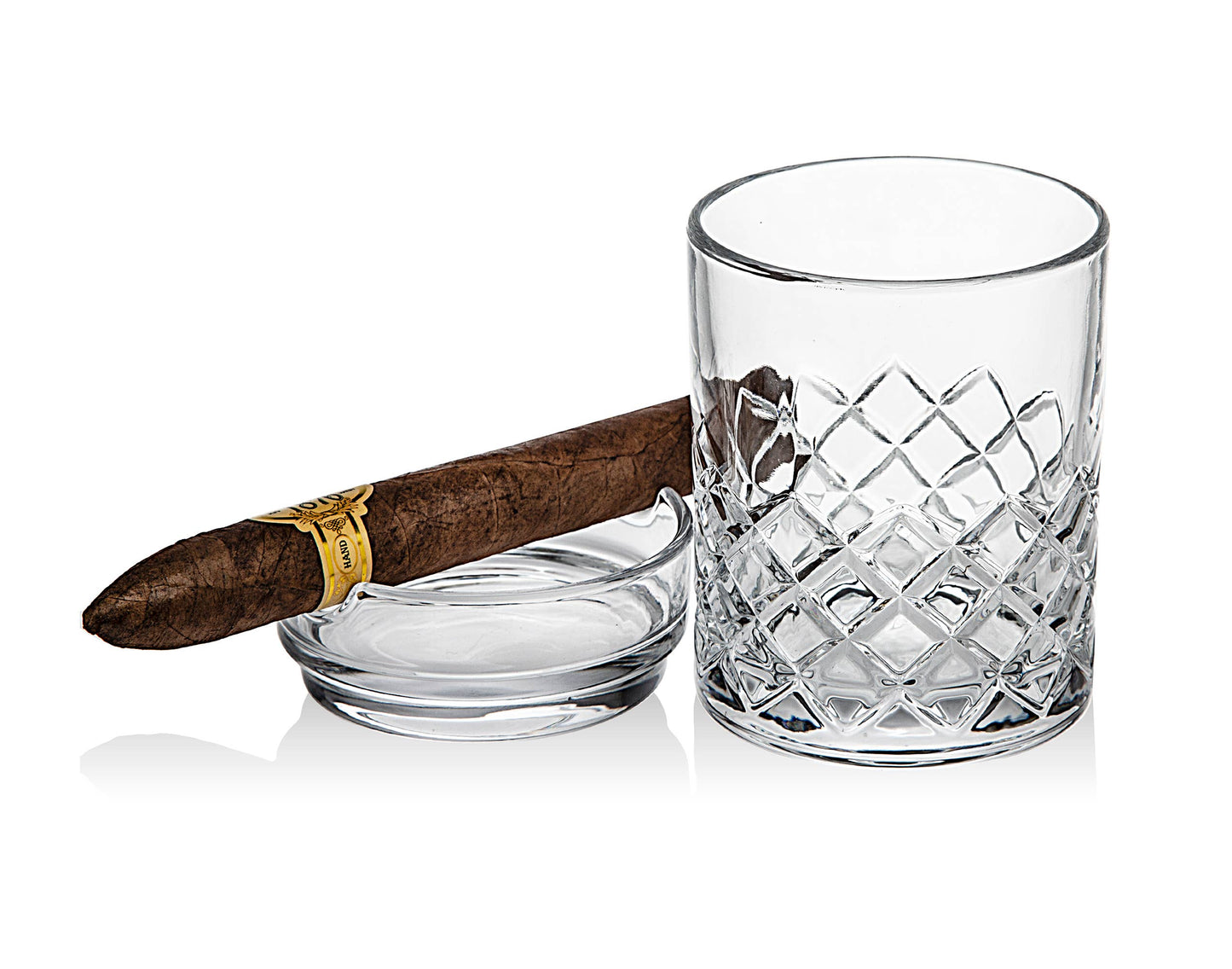 Double Old Fashion Glass with Cigar Holder