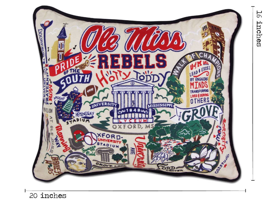 Ole Miss Pillow Embroidered