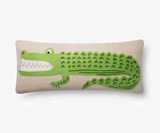 Alligator Embroidered Down Lumbar Pillow