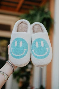 Slippers Aqua Smiley Face