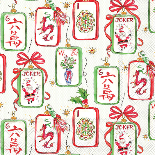Mahjong & Santa Cocktail Napkins