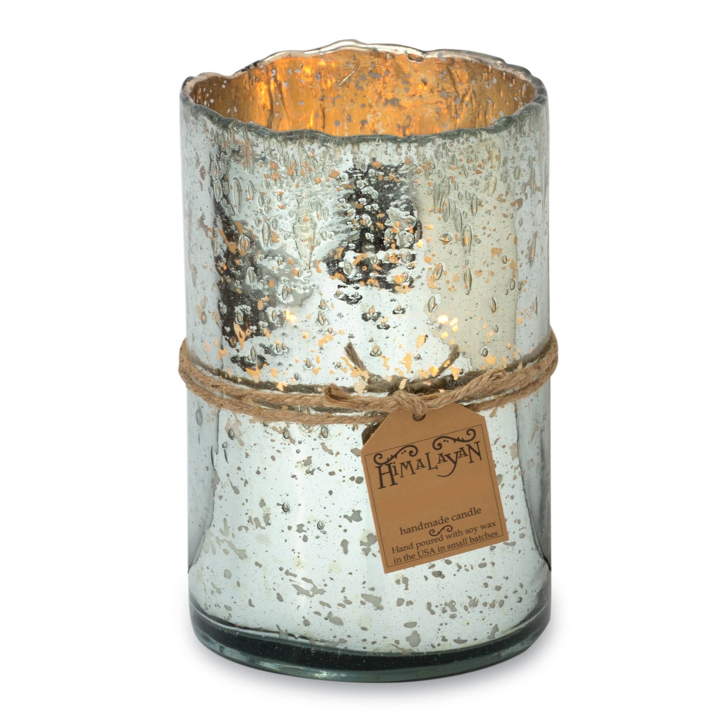 Himalayan Handmade Candles Artisan Blown Glass Hurricane: Clear / Bourbon Vanilla / 32 oz