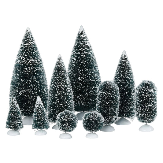 Christmas Village Bag of Frosted Topiaries