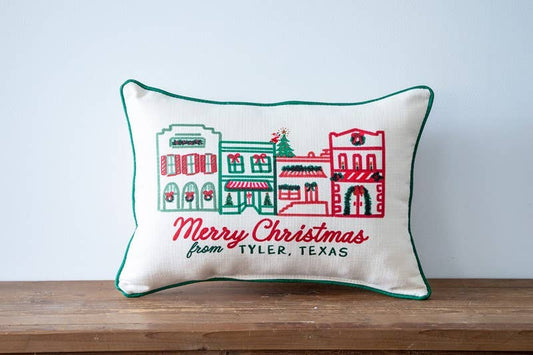 Main Street Hometown Christmas Piped Pillow