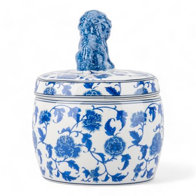 Porcelain Lidded Candle with Foo Dog