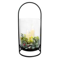 Christmas 3 Taper Glass Holder with Wreath
