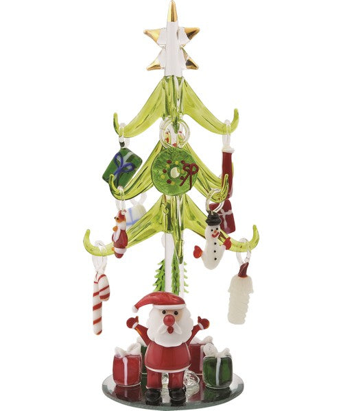 Christmas Glass Santa Tree with Ornaments