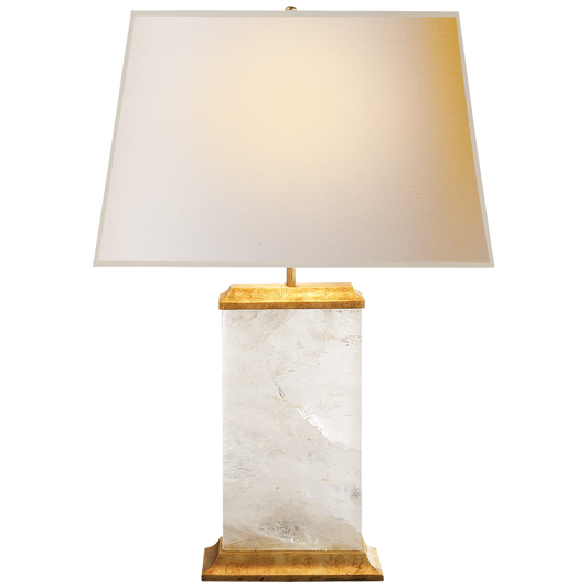 Table Lamp Crescent Quartz and Antique Brass
