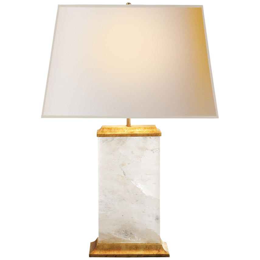 Table Lamp Crescent Quartz and Antique Brass