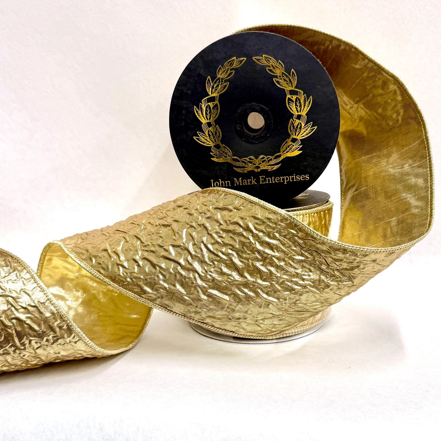 Crinkle Metallic Dupion Fused Gold Ribbon