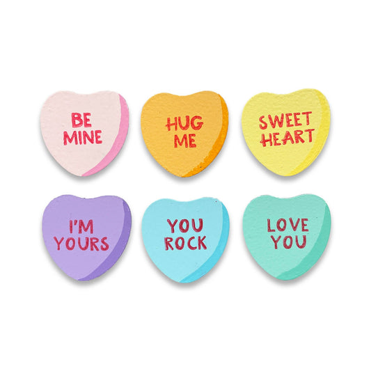 Conversation Heart Magnets S/6, Valentine's Day Decor