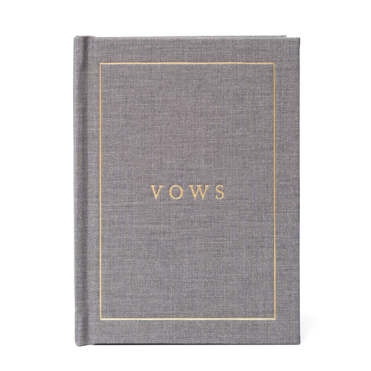 Linen Wedding Vow Book with Gold Foil