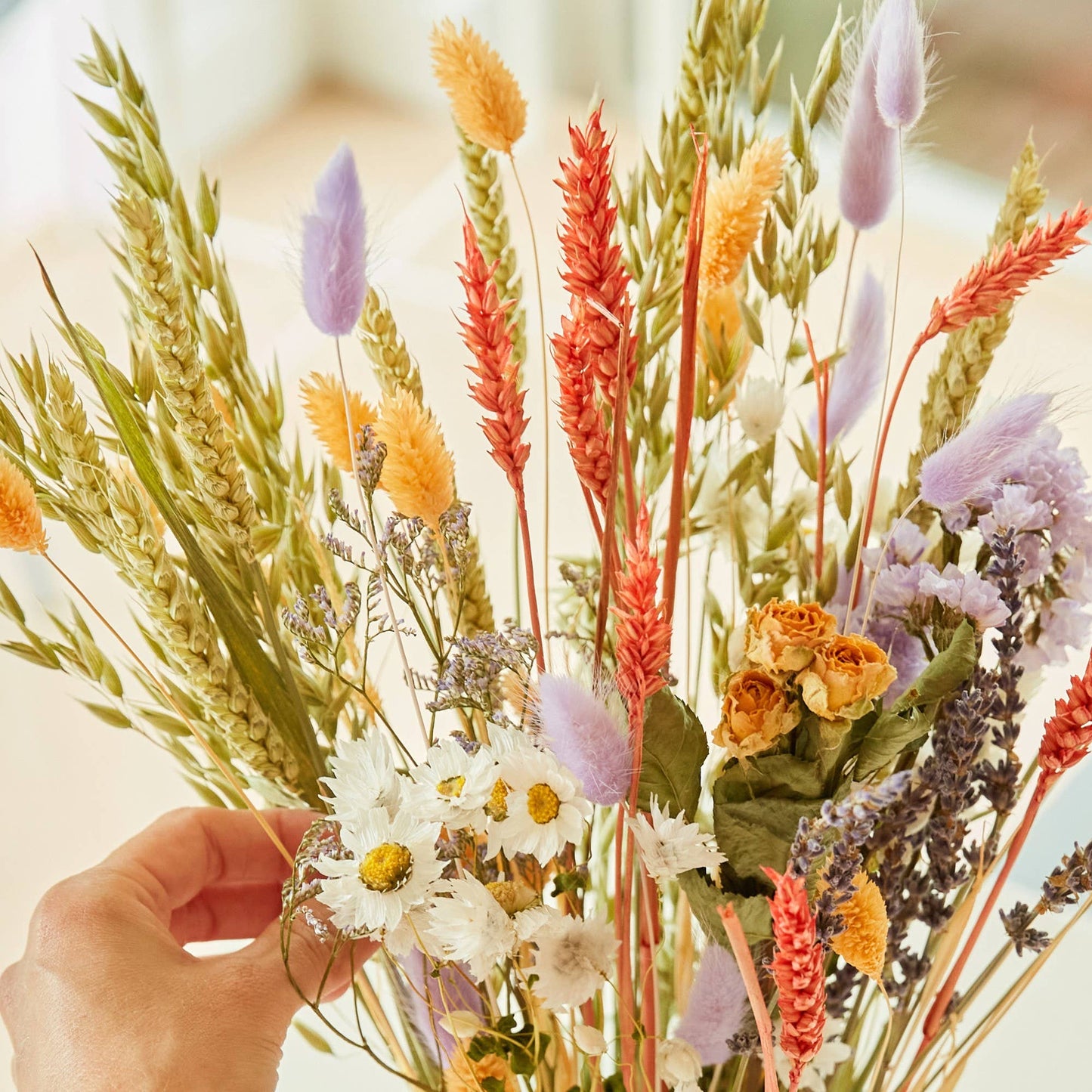 Dried Flowers - Field Bouquet Lavender Peach: Medium