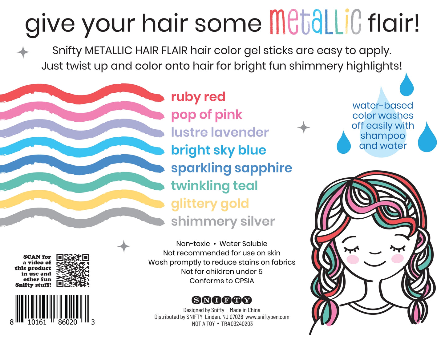Hair Flair - Metallic Hair Color Gel Sticks Set of 8