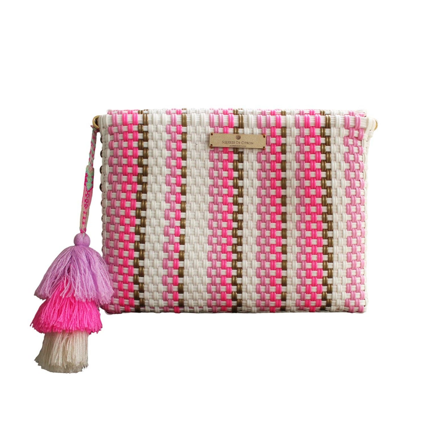 Clutch Rosa Neon Rain Citron: Clutch / Crossbody with Strap