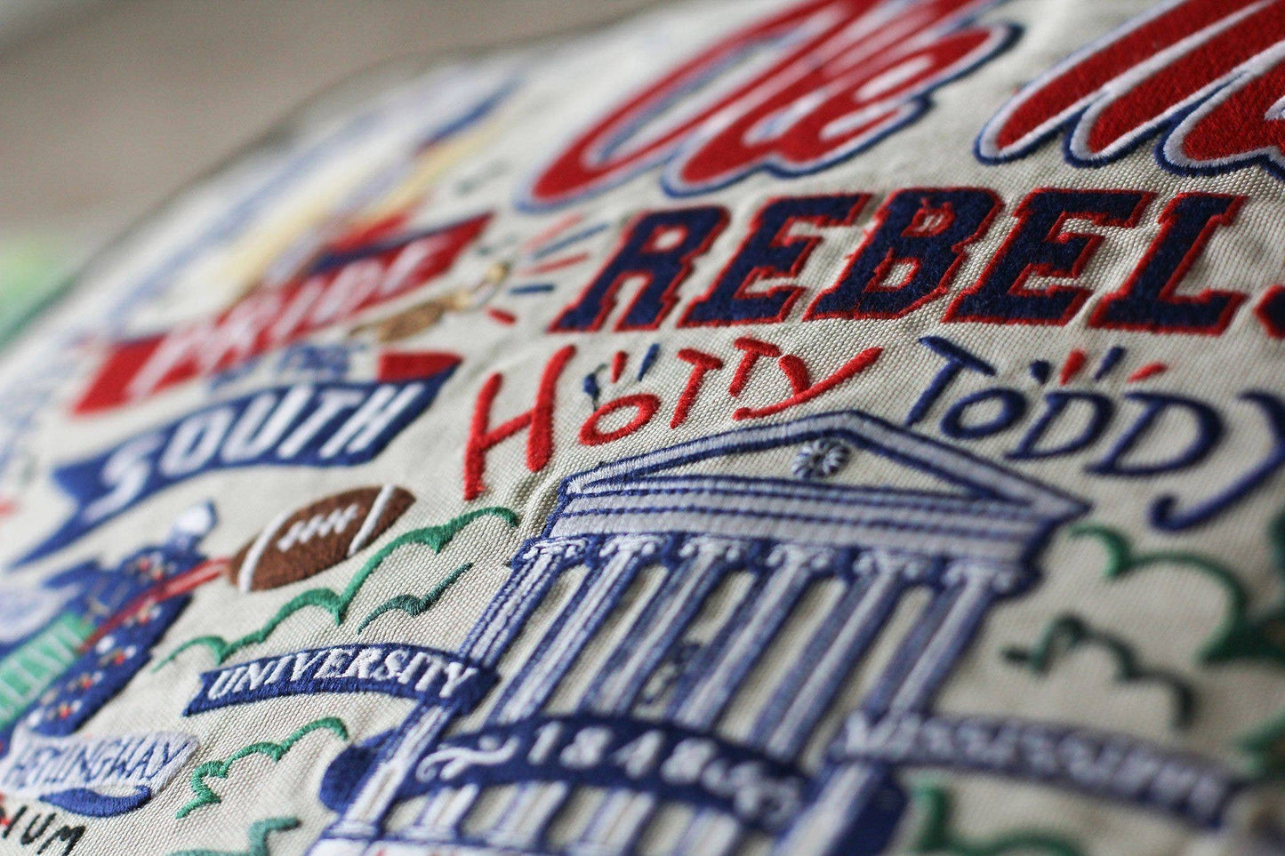 Ole Miss Pillow Embroidered
