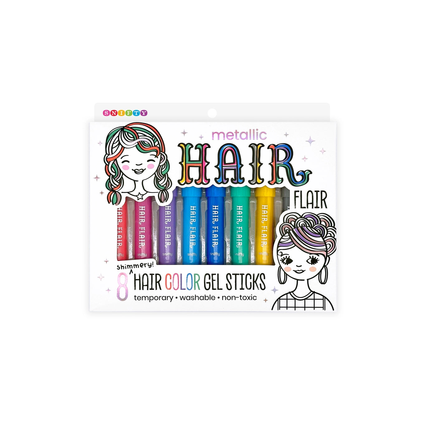 Hair Flair - Metallic Hair Color Gel Sticks Set of 8