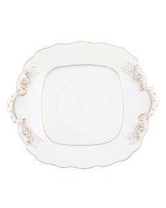 Cake Plate Golden Edge Square with Handles