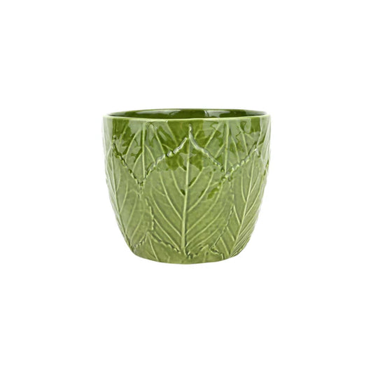 Viva Garden Green Embossed Leaves Cachepot