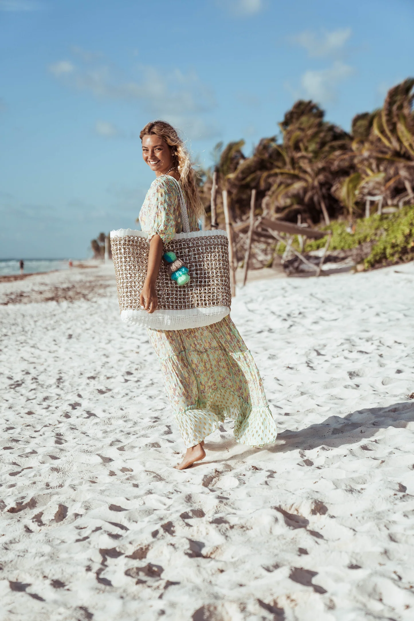 Sand Costal Cable Citron Tote - Large